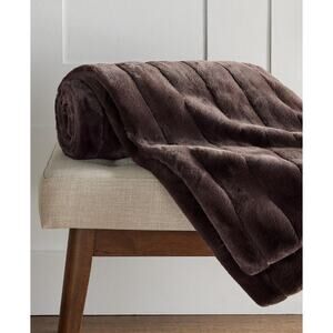 Hotel Collection Brown Channeled Faux Fur Throw, 50" X 60"